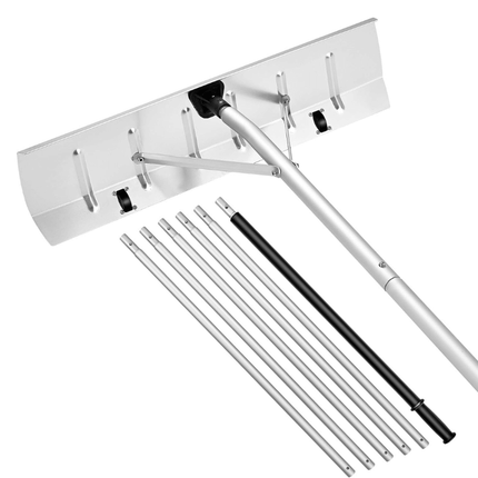 Roof Rake for Snow Removal, 26 Inch Snow Roof Rake with Wheels and Telescoping Pole, Leaf Rake for Roof Debris