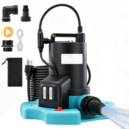 Submersible Water Pump for Pool Cover, Automatic Pool Cover Pump with Check Valve