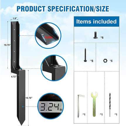 Fence Post Repair Kit, Heavy Duty Fence Post Stakes, H Shaped Metal Post Anchor and Brace for Fence Repair – image 7
