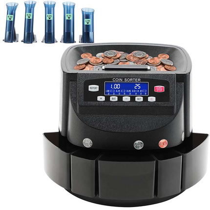 Automatic Coin Counter Machine, Electric Coin Sorter with LCD Display, Change Counter for Home and Business