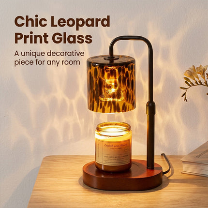Candle Warmer Lamp, Electric Wax Warmer with Vintage Leopard Print Shade – image 8