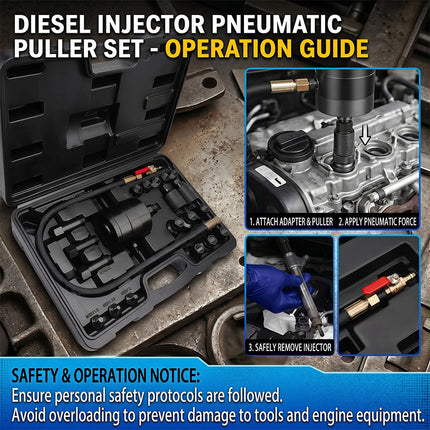Fuel Injector Removal Tool, 21 Piece Pneumatic Injector Puller Kit with Adapters – image 9
