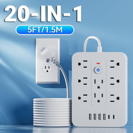Surge Protector Power Strip with USB C, Wall Mountable Power Bar for Home Office – image 6