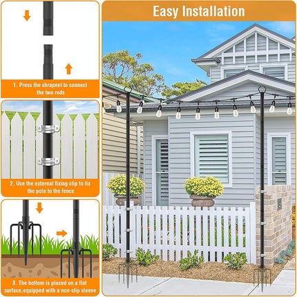 String Light Poles for Outdoor Patio, Adjustable Outdoor Light Poles for Backyard