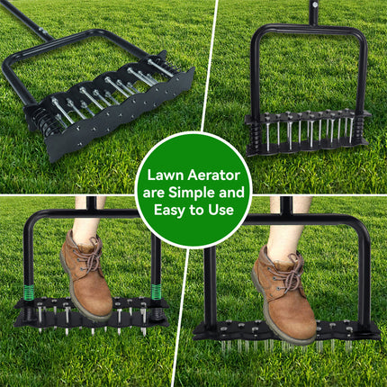 Manual Lawn Aerator, Heavy Duty Lawn Aerator Tool with Spikes – image 4