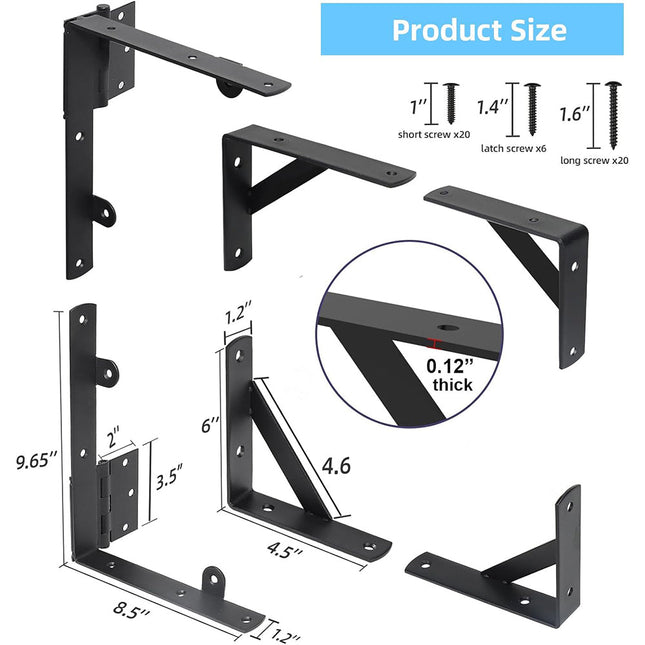 Anti Sag Gate Brace Kit, Heavy Duty Gate Hardware with Hinge Brackets and Gate Latch, Fence Brackets for Wood Gates_01