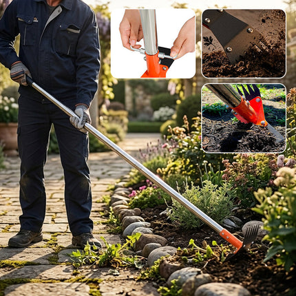 Garden Hoe with Long Handle, Garden Rake for Deep Root Weeds – image 4