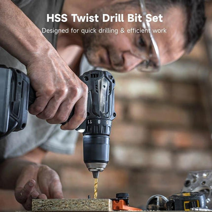 Twist Drill Bits 99 Piece, Titanium Drill Bits for Steel and Wood