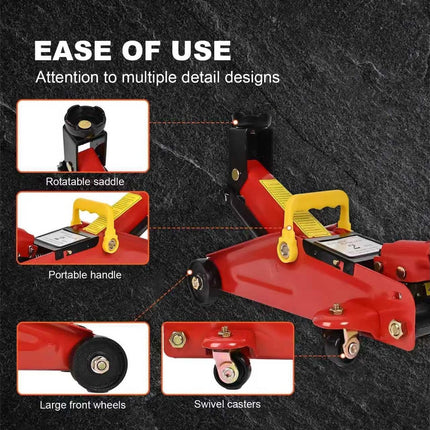 Low Profile Car Jack, Hydraulic Jack with Steel Wheels and Safety Valve – image 6