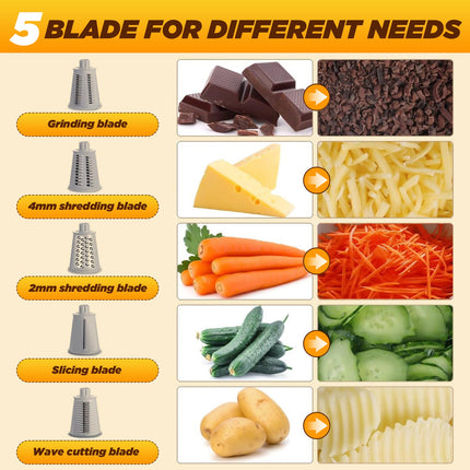Rotary Cheese Grater Shredder with 5 Blades, Kitchen Gadget for Nuts – image 7