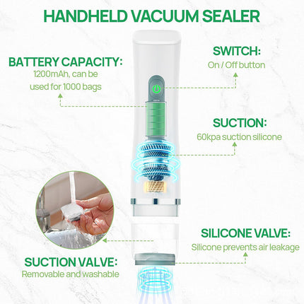 Vacuum Sealer with Bags, Compact Cordless Food Vacuum Sealer Machine – image 8