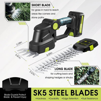 Cordless Hedge Trimmer, Cordless Grass Trimmer and Weed Cutter