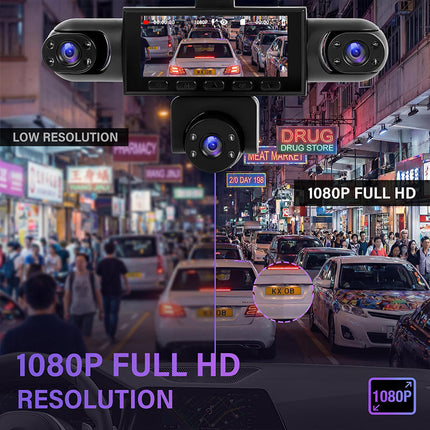 Car Dash Cam Front and Rear, 5 Channel Dashboard Camera with Night Vision
