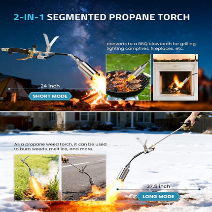 Propane Torch Weed Burner with Piezo Ignition, MAPP Gas Torch for Ice and Snow Melting