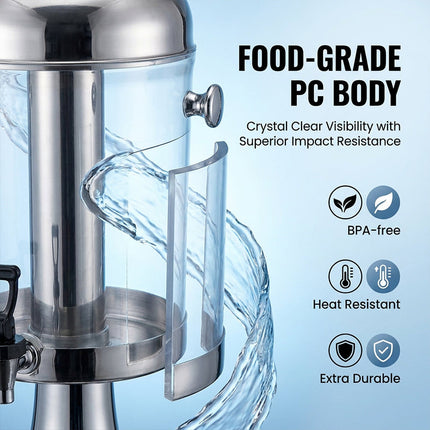 Party Drink Dispensers, Stainless Steel Beverage Dispenser with Ice Core and Drip Tray – image 14