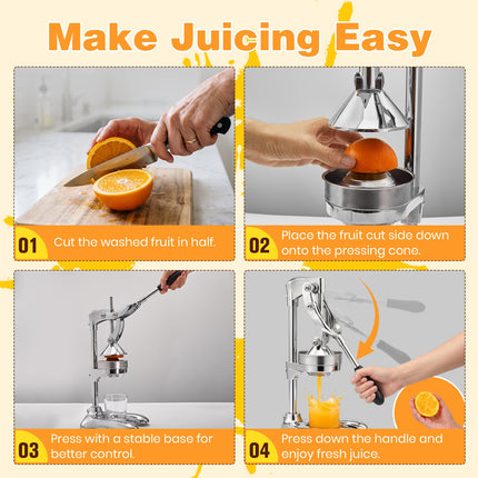Juice Press Manual Juicer, Hand Press Citrus Juicer