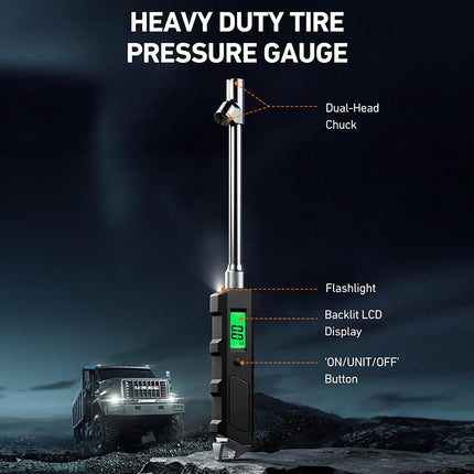 Digital Tire Pressure Gauge, Heavy Duty Tire Gauge with Backlit LCD and Flashlight – image 4
