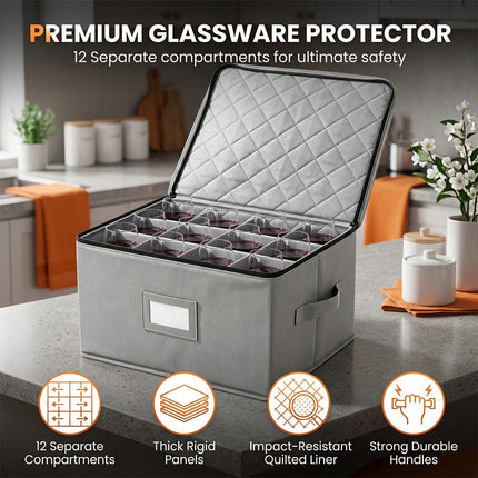 Stackable Storage Box with Dividers for Wine Glasses and Mugs, Glassware Organizer – image 5