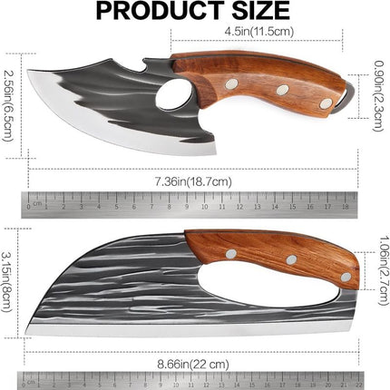 Hand Forged Meat Cleaver Knife, Heavy Duty Butcher Knife with Wooden Handle – image 4