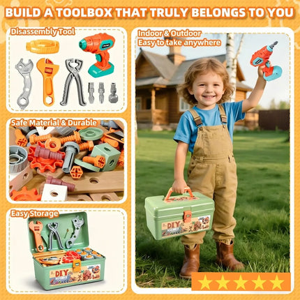 Toy Tool Set with Drill, STEM Toys for Kids