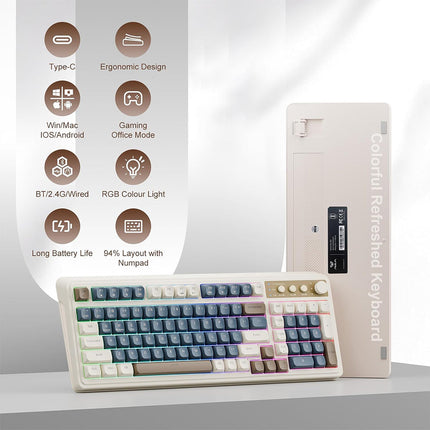 Wireless Gaming Keyboard, Bluetooth Computer Keyboard with Knob and Display – image 4