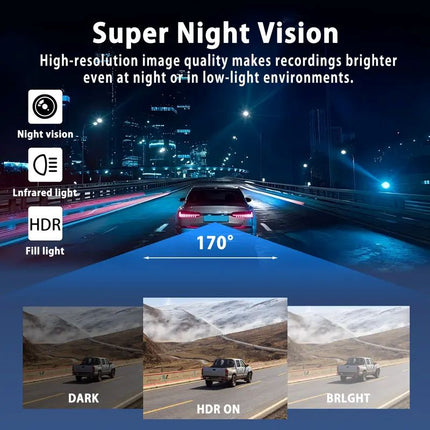 Dash Cam Front and Rear, 4 Channel Car Dash Cam with 360 Car Camera View