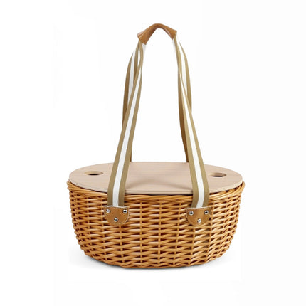 Picnic Basket for 2 or 4 Person, Insulated Wicker Picnic Basket Set with Folding Wine Table