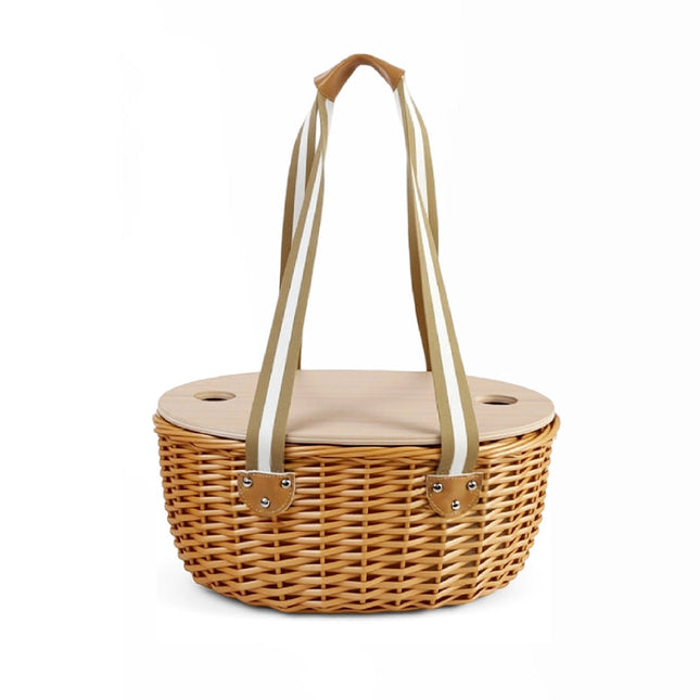 Picnic Basket for 2 or 4 Person, Insulated Wicker Picnic Basket Set with Folding Wine Table, Housewarming Gift_01