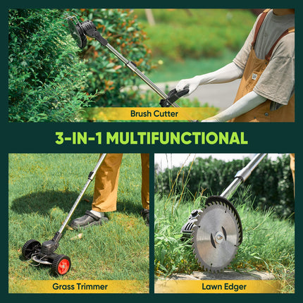 Cordless Weed Eater with Blades, Battery Powered String Trimmer
