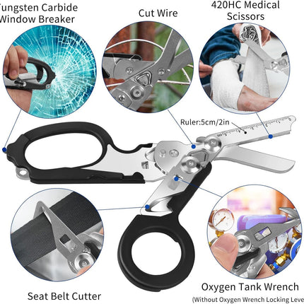 Foldable Trauma Shears with Holster, Paramedic Shears with Safety Hammer and Oxygen Tank Opener – image 5