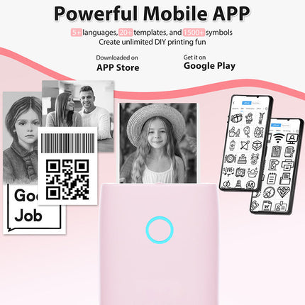 Mini Sticker Printer, Inkless Mini Printer for iOS and Android Phone