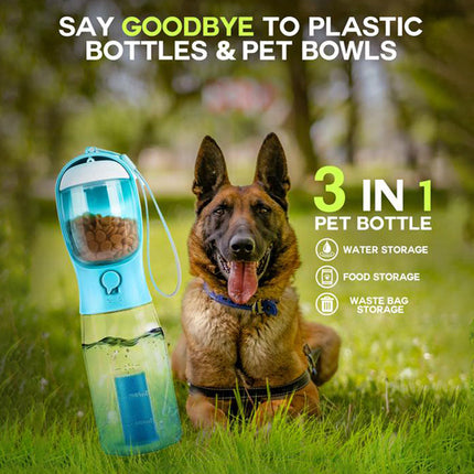 Portable Dog Water Bottle with Dog Treat Container, Leak Proof Dog Water Dispenser with Poop Bag Holder – image 8