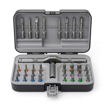 Precision Screwdriver Set with Ratchet Handle, Magnetic Ratchet Screwdriver with S2 Bits, Repair Tool Kit with Case
