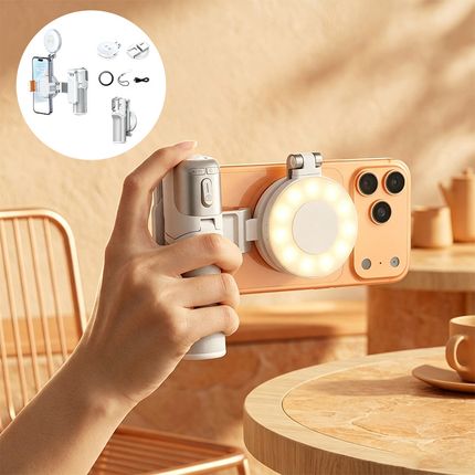 Mini Selfie Stick with LED Fill Light, Magnetic Phone Grip with Zoom Control – image 14