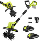 Tiller Cultivator, Cordless Garden Tiller with 2 Batteries, Electric Tiller, Electric Cultivator for Raised Beds