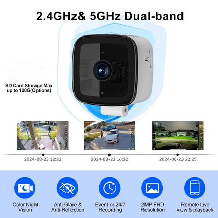 Window Security Camera, Smart Home Security Camera 2K with Color Night Vision