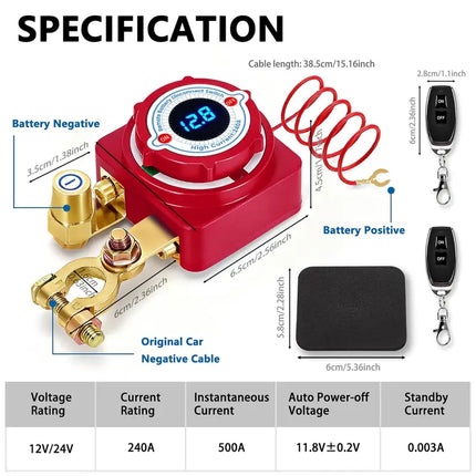 Car Kill Switch, Remote Battery Disconnect Switch with LED Voltage Display – image 4