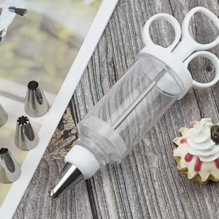 Cake Decorating Piping Gun Kit with 6 Tips, Cake Decorating Supplies for Cookies and Cupcakes
