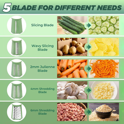Rotary Cheese Grater Shredder with 5 Blades, Vegetable Cutter – image 12