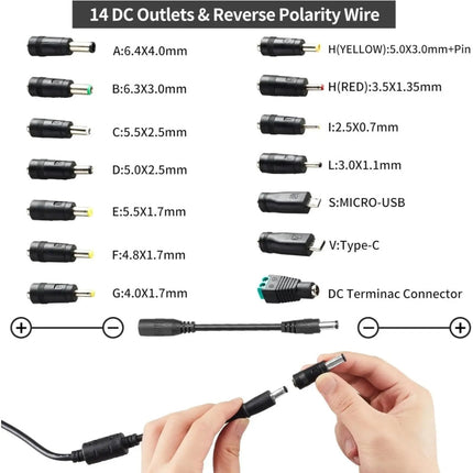 Universal AC Adapter with 15 Interchangeable Tips