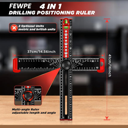 Drilling Guide Ruler with Level, Drill Guide for Hole Alignment