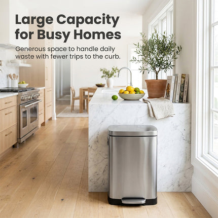 Stainless Steel Trash Can with Lid, Kitchen Garbage Bin with Removable Inner Bucket – image 5