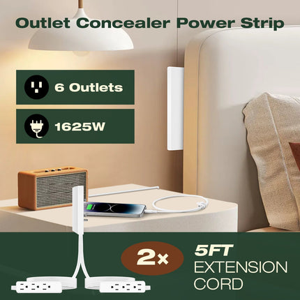 Outlet Cover Plate, Ultra Thin Outlet Concealer to Hide Plugs and Cords – image 4