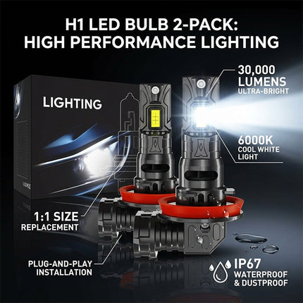LED Headlight Bulbs 2 Pack, Headlight Bulb Replacement with Cooling Fan