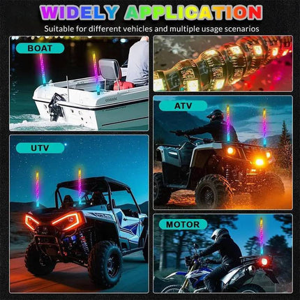 Spiral RGB LED Whip Lights 2 Pack, UTV Accessories and ATV Accessories for Off Road