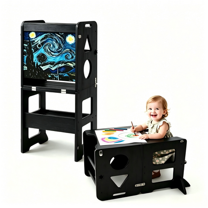 Toddler Tower, Kitchen Step Stool for Toddlers with Safety Bar