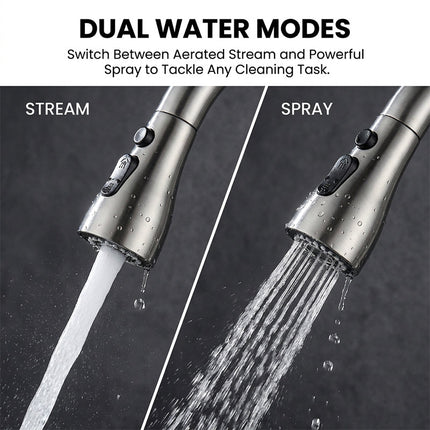 Kitchen Faucet with Sprayer, Stainless Steel Kitchen Sink Faucet with 360 Swivel Gooseneck
