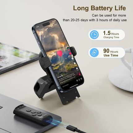 Bluetooth Page Turner Remote with Phone Stand, 360 Rotating Phone Holder