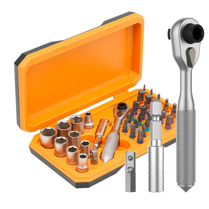 Screwdriver Set Ratchet Wrench 42 in 1, S2 Steel Screwdriver Bit Set, Hand Tools Kit for Home Repair