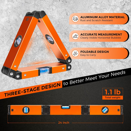 Foldable Magnetic Level, Aluminum Leveling Tool